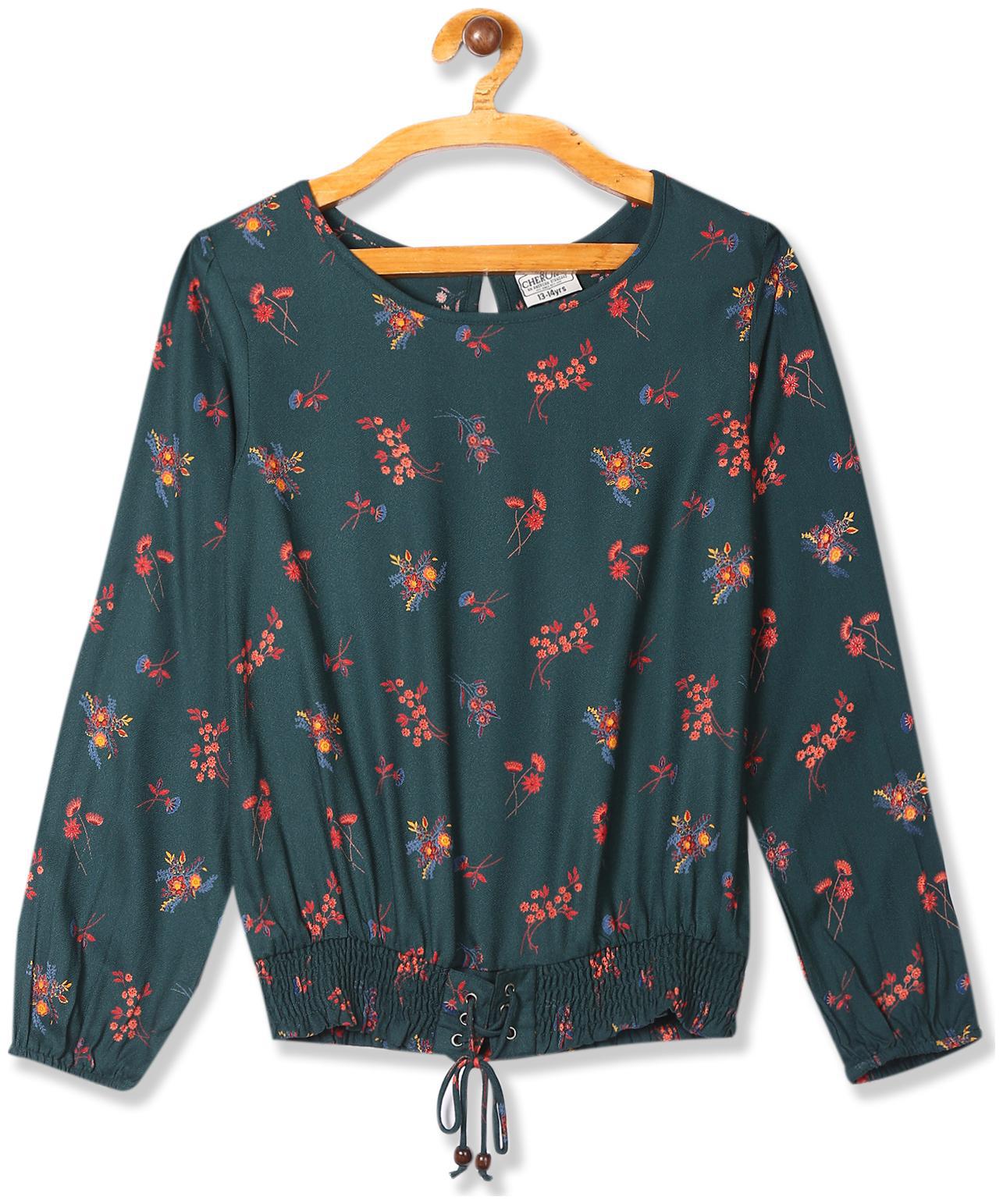 

CHEROKEE Girl Rayon Printed Top - Green