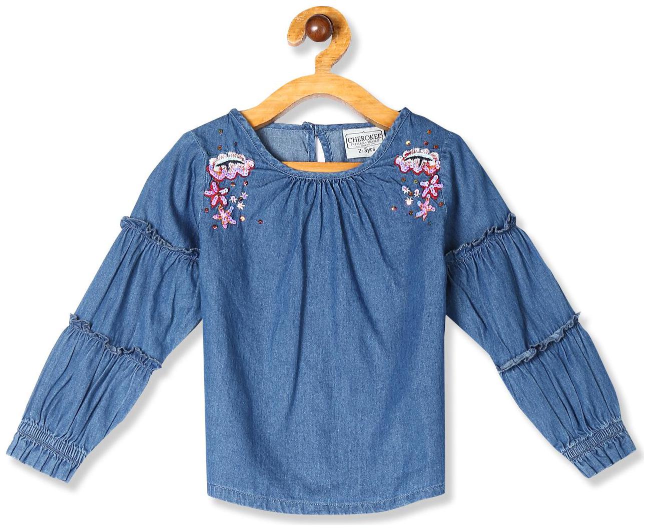 

CHEROKEE Girl Cotton Solid Top - Blue
