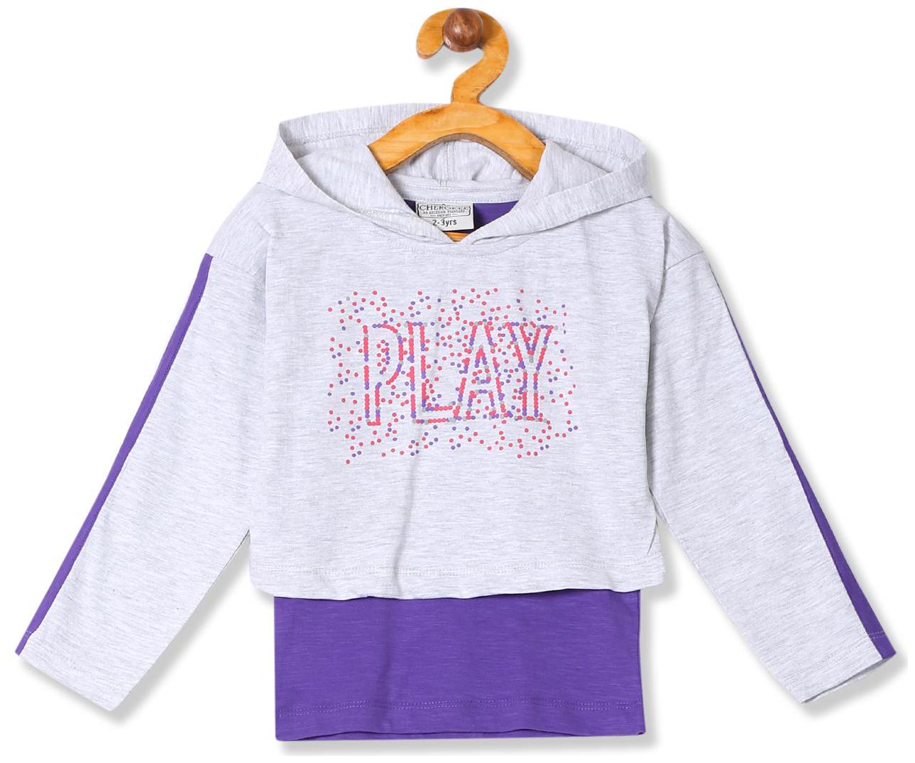 

CHEROKEE Girl Cotton Colorblocked Top - Grey