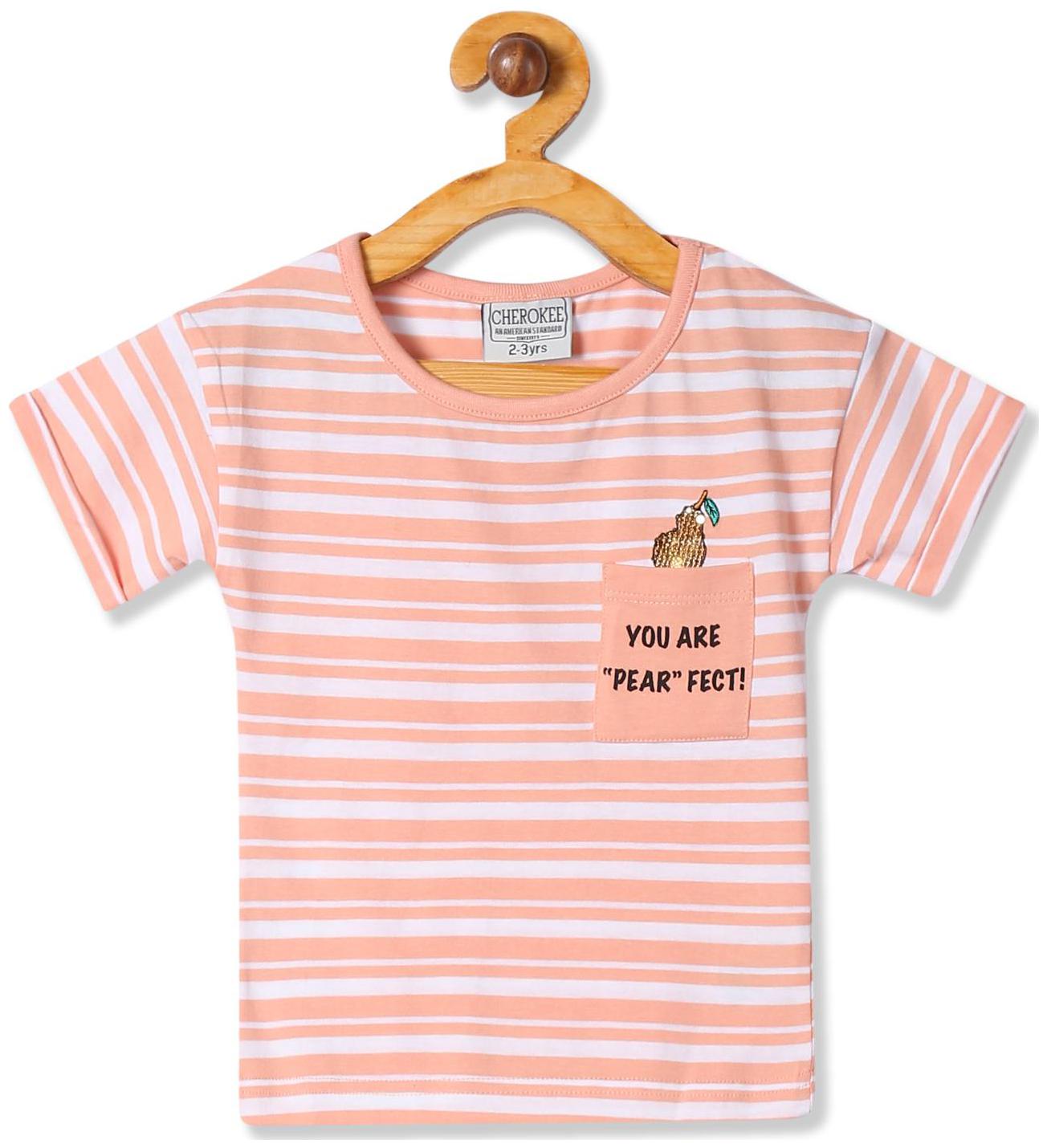

CHEROKEE Girl Cotton Striped T shirt - Beige