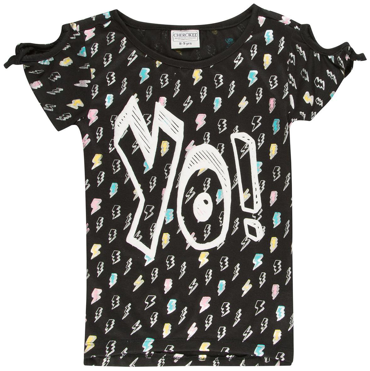 

CHEROKEE Girl Viscose Printed Top - Black