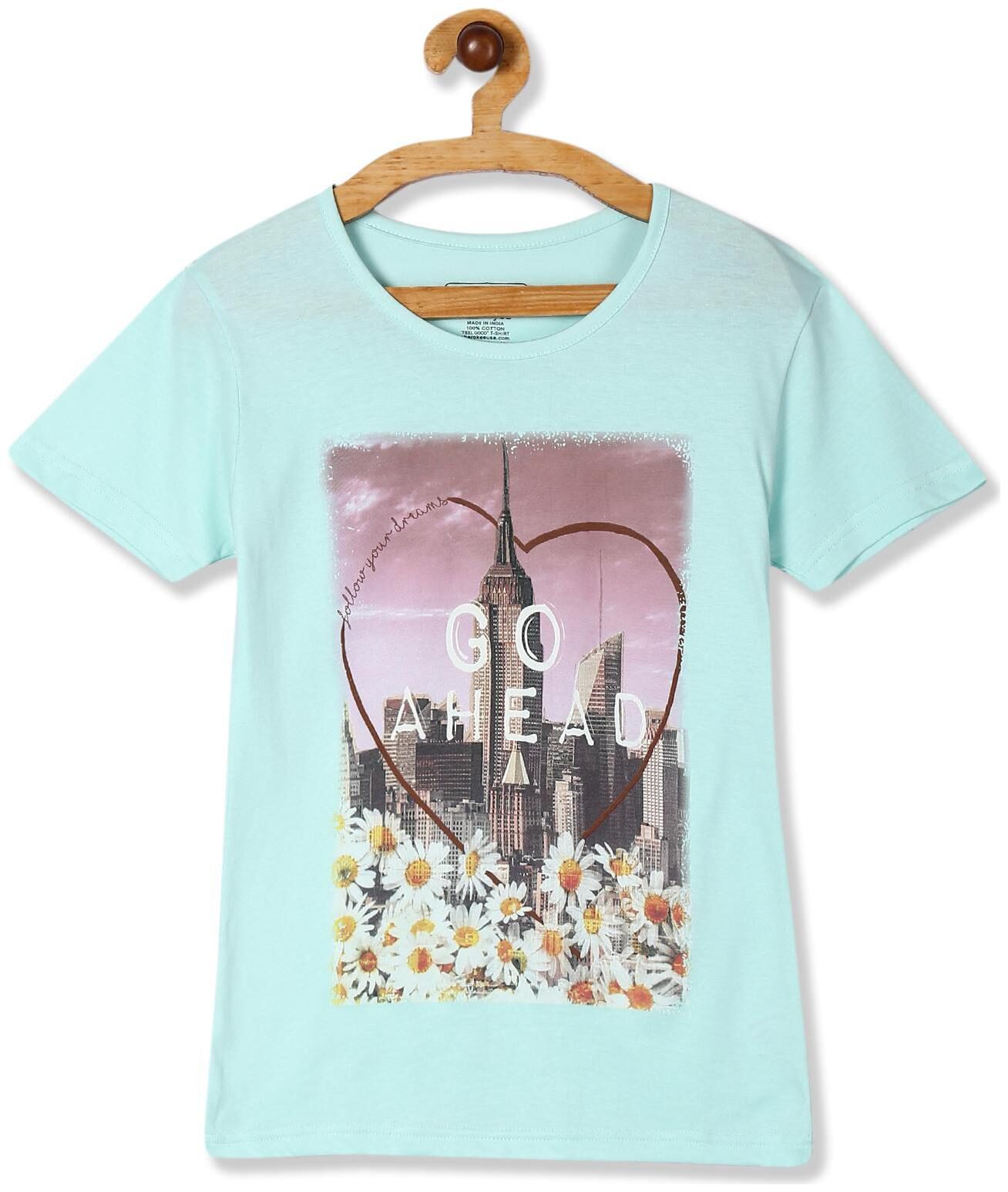 

CHEROKEE Girl Cotton Printed T shirt - Blue