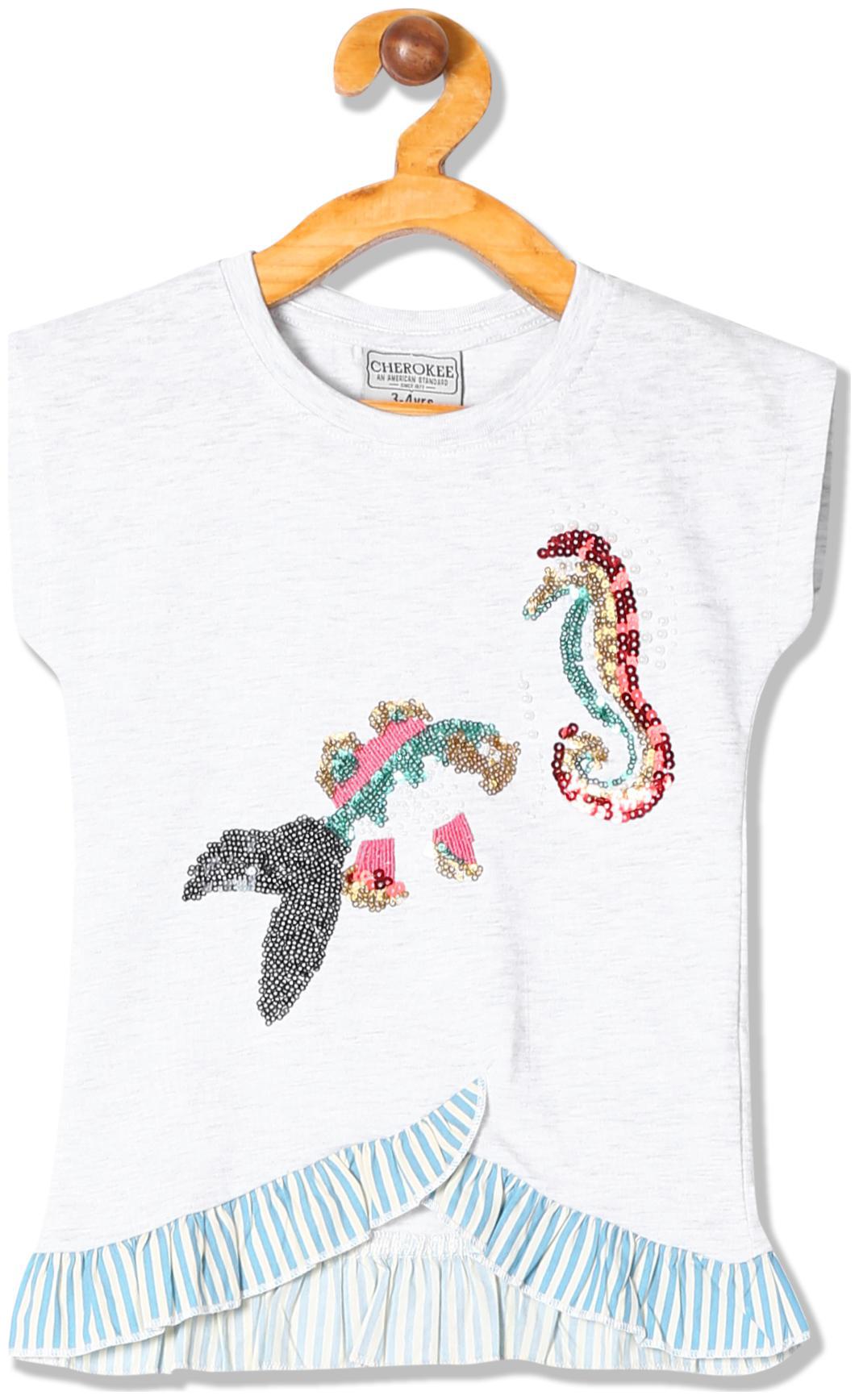 

CHEROKEE Girl Cotton blend Embellished Top - Grey