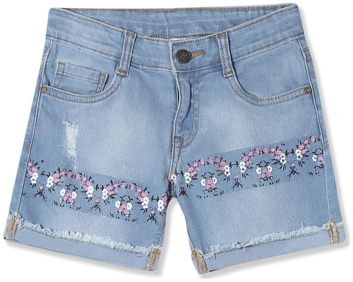 

CHEROKEE Girl Cotton blend Printed Denim shorts - Blue