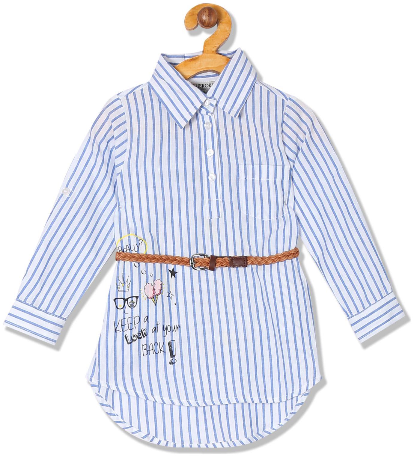 

CHEROKEE Girl Cotton Striped Top - White