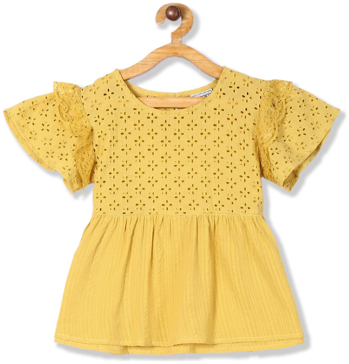 

CHEROKEE Girl Cotton Self design Top - Yellow