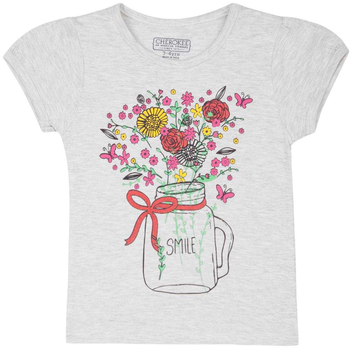 

CHEROKEE Girl Cotton Printed T shirt - Grey