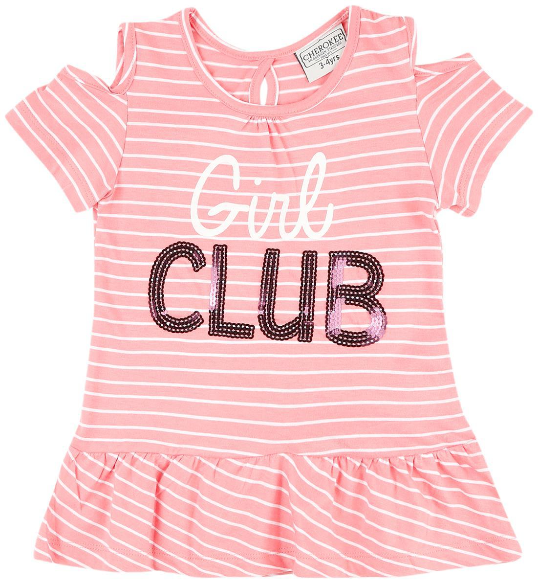 

CHEROKEE Girl Cotton Striped Top - Pink