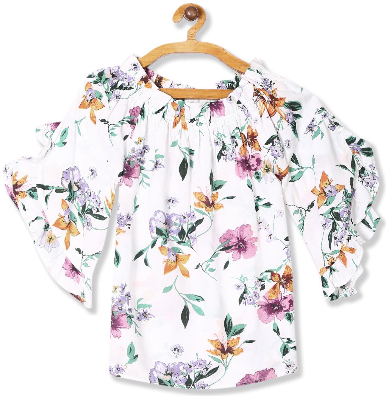 

CHEROKEE Girl Rayon Printed Top - White