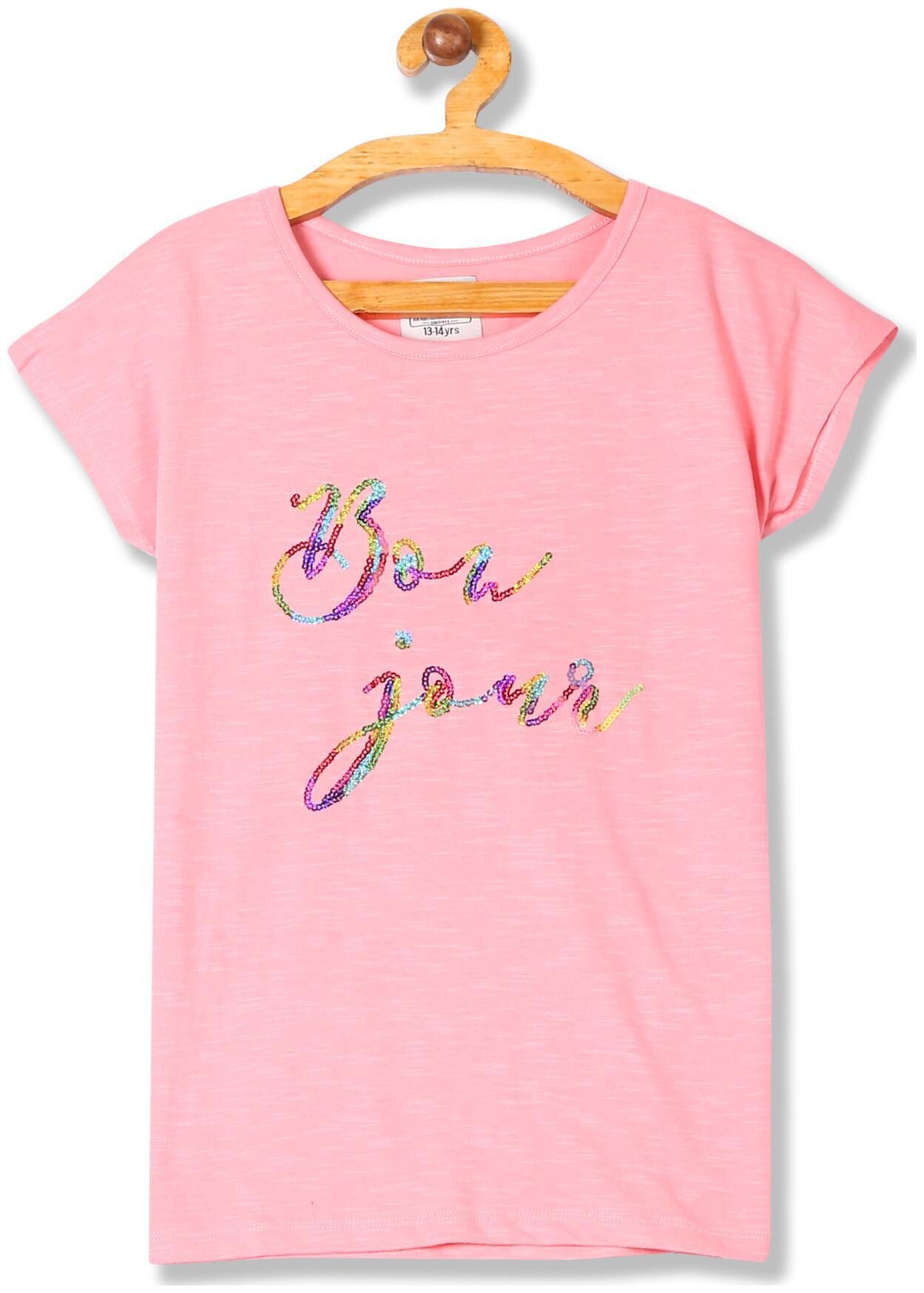 

CHEROKEE Girl Cotton Embellished Top - Pink