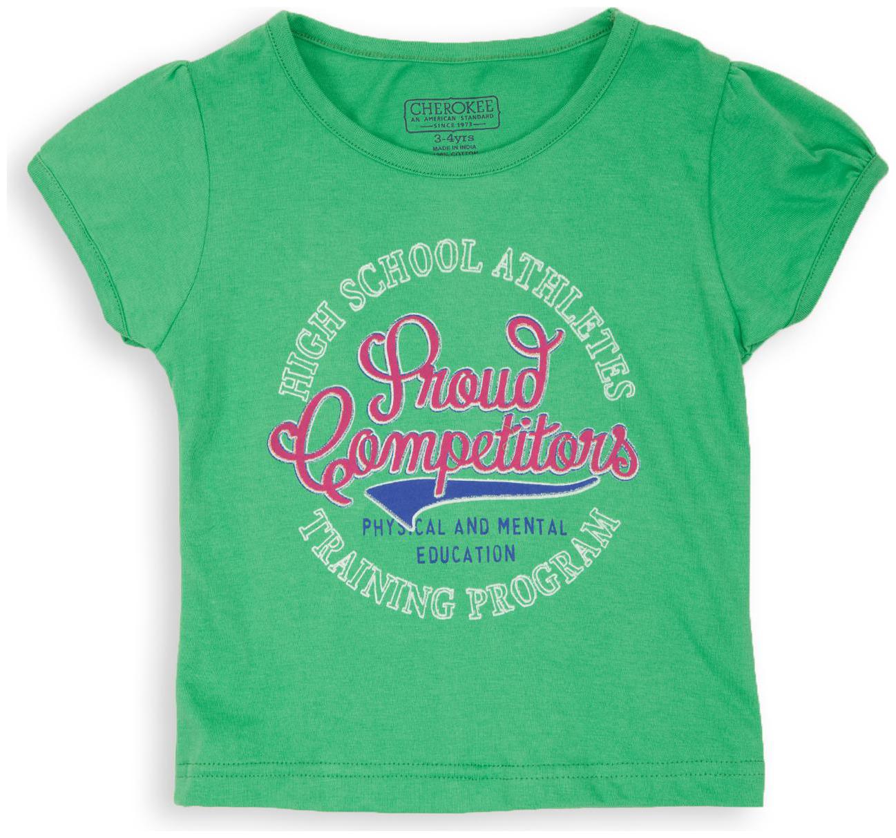 

CHEROKEE Girl Cotton Embellished T shirt - Green
