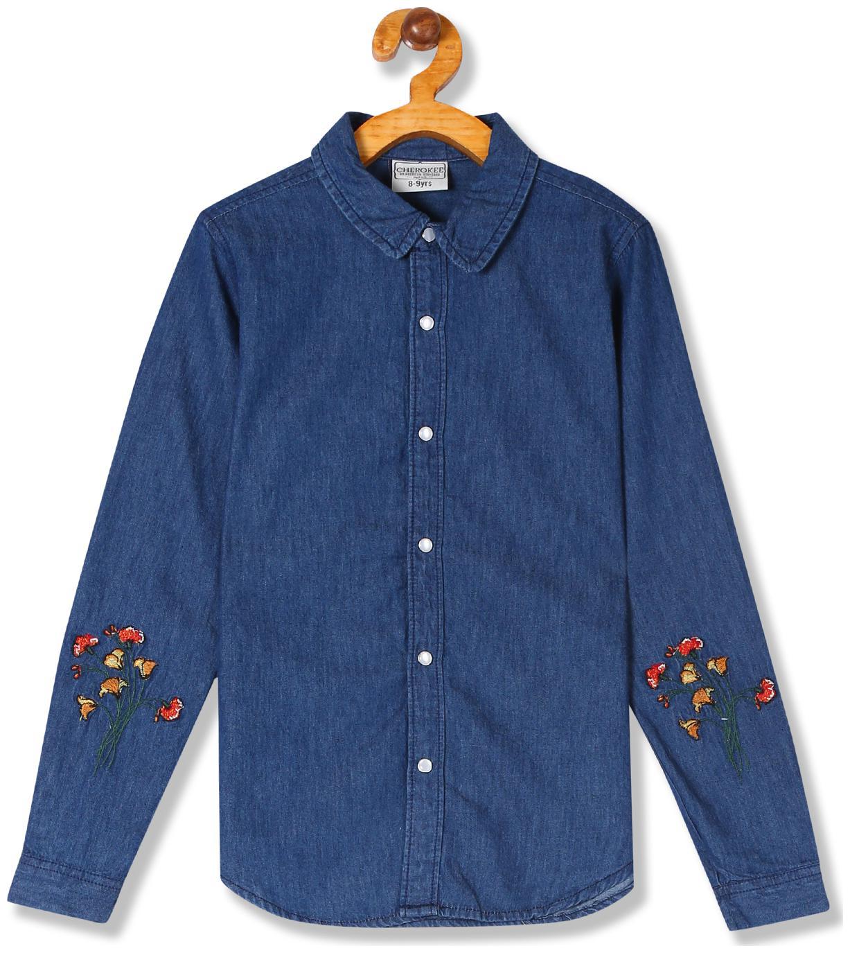 

CHEROKEE Girl Cotton Embellished Shirt - Blue