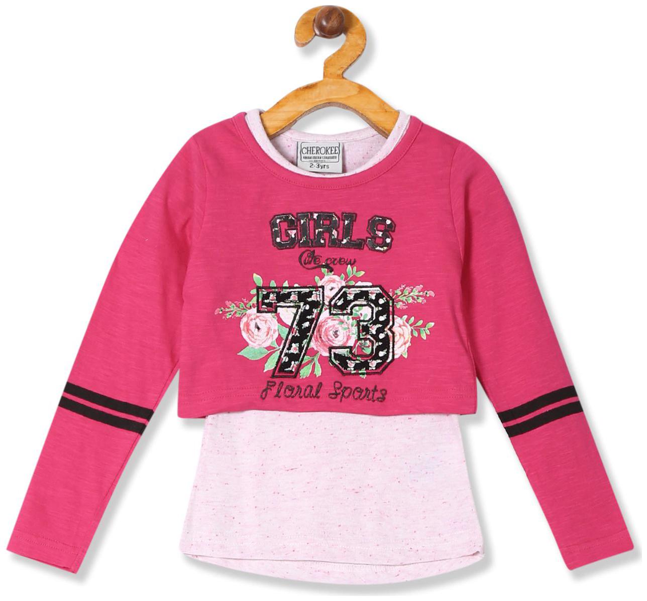 

CHEROKEE Girl Cotton Printed Top - Pink