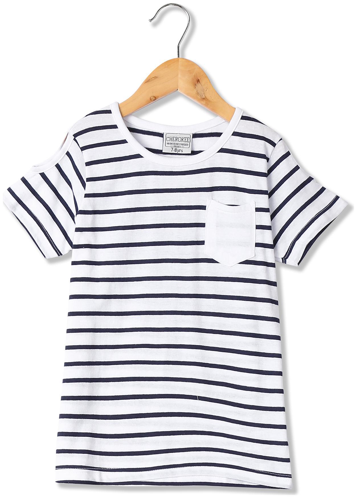 

CHEROKEE Girl Cotton Striped T shirt - White