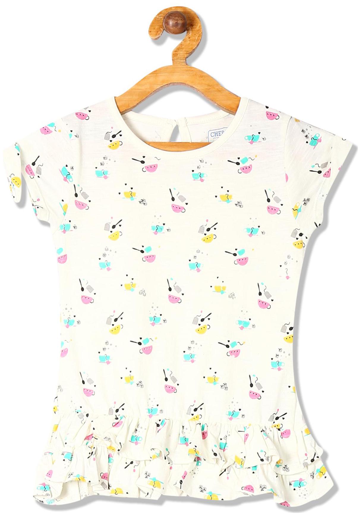 

CHEROKEE Girl Cotton Printed Top - White