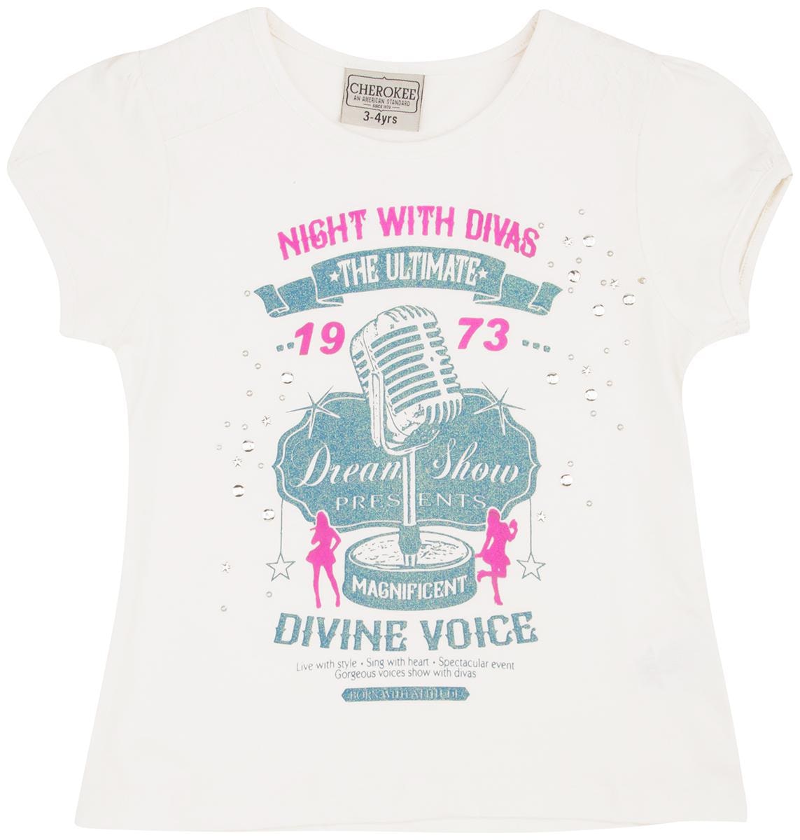 

CHEROKEE Girl Cotton Printed Top - White