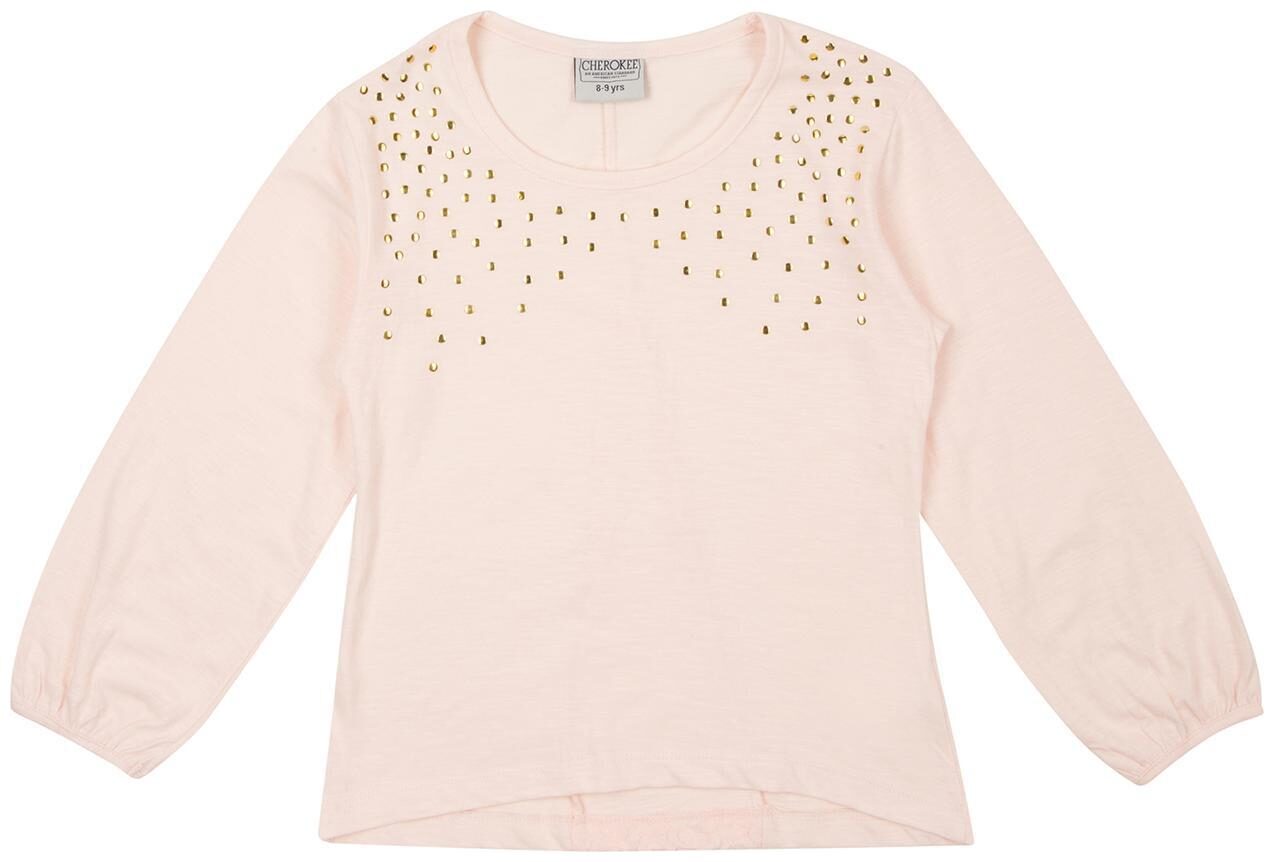 

CHEROKEE Girl Cotton Embellished Top - Pink