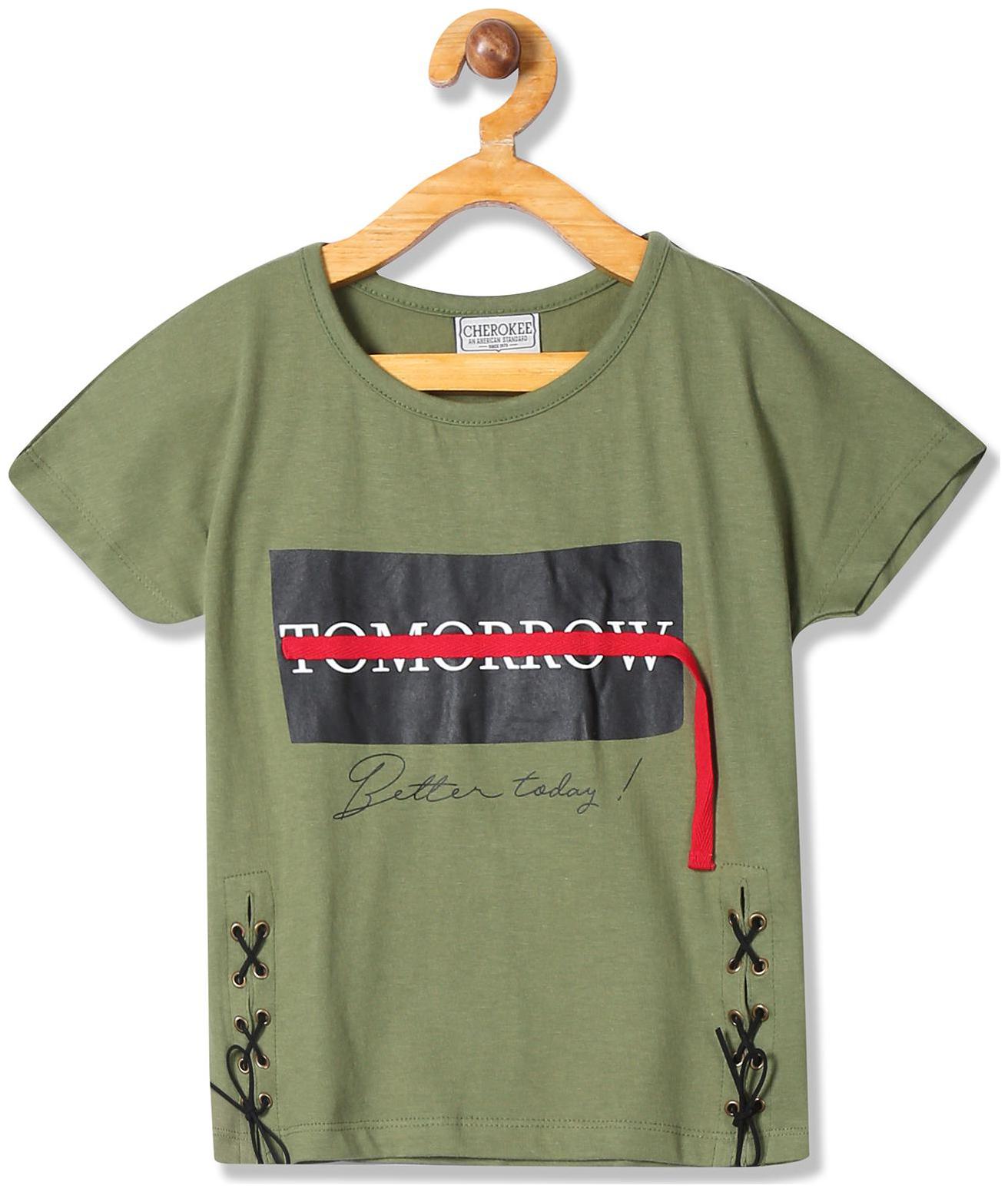 

CHEROKEE Girl Cotton Printed Top - Green