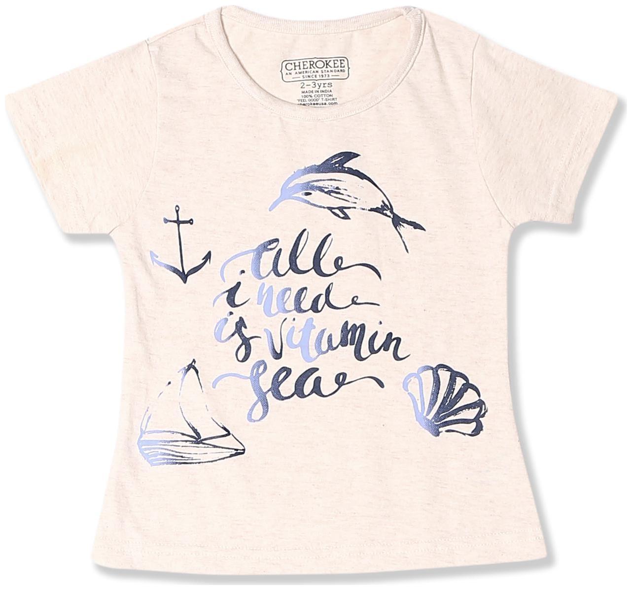 

CHEROKEE Girl Cotton Printed T shirt - Beige
