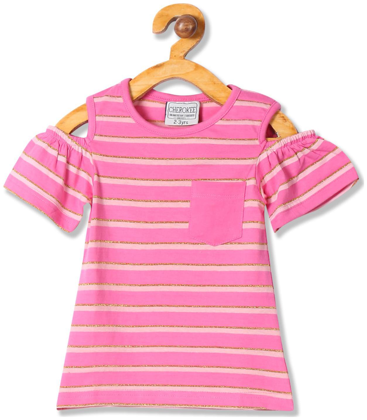 

CHEROKEE Girl Cotton Striped Top - Pink