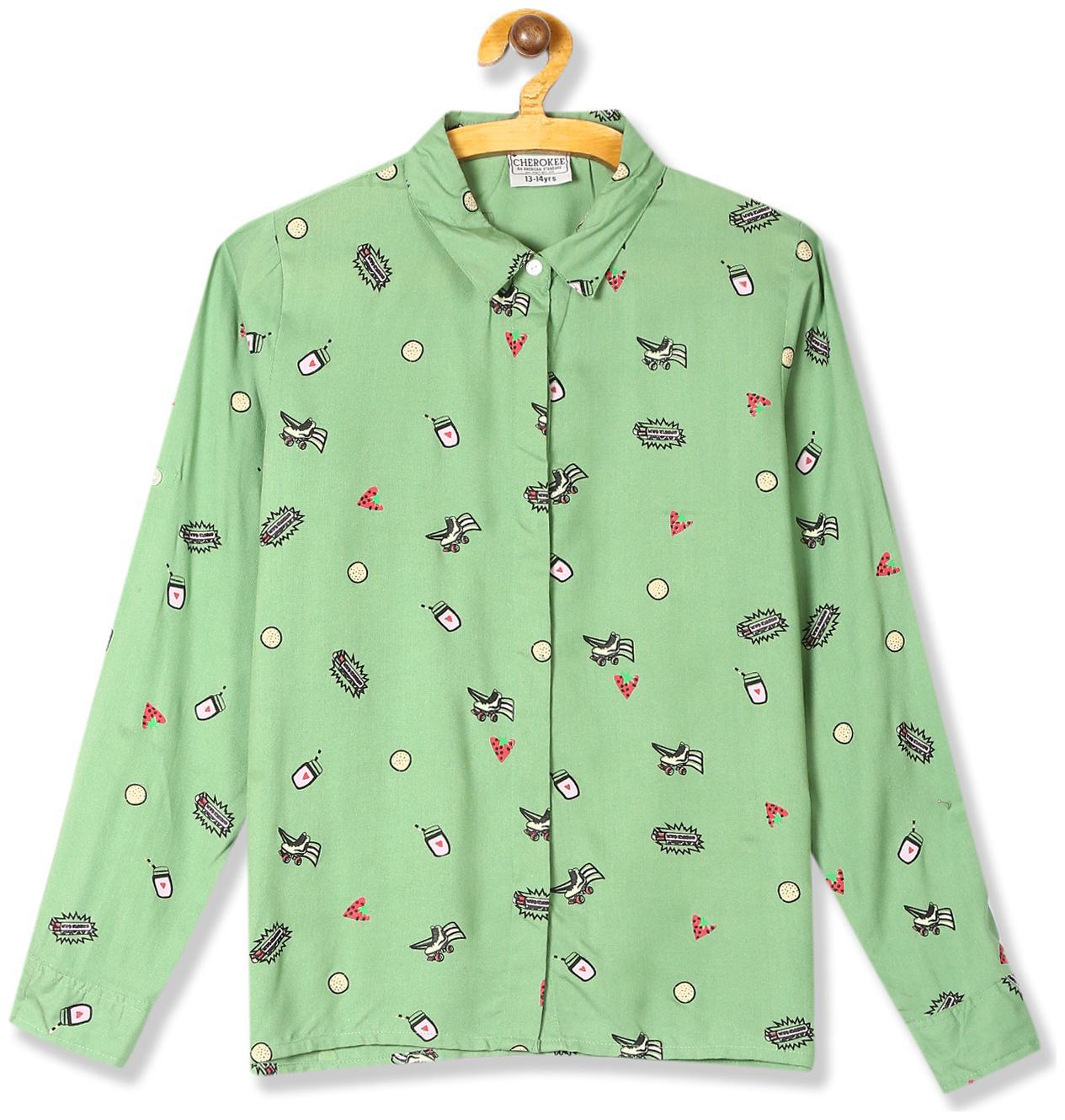 

CHEROKEE Girl Rayon Printed Shirt - Green