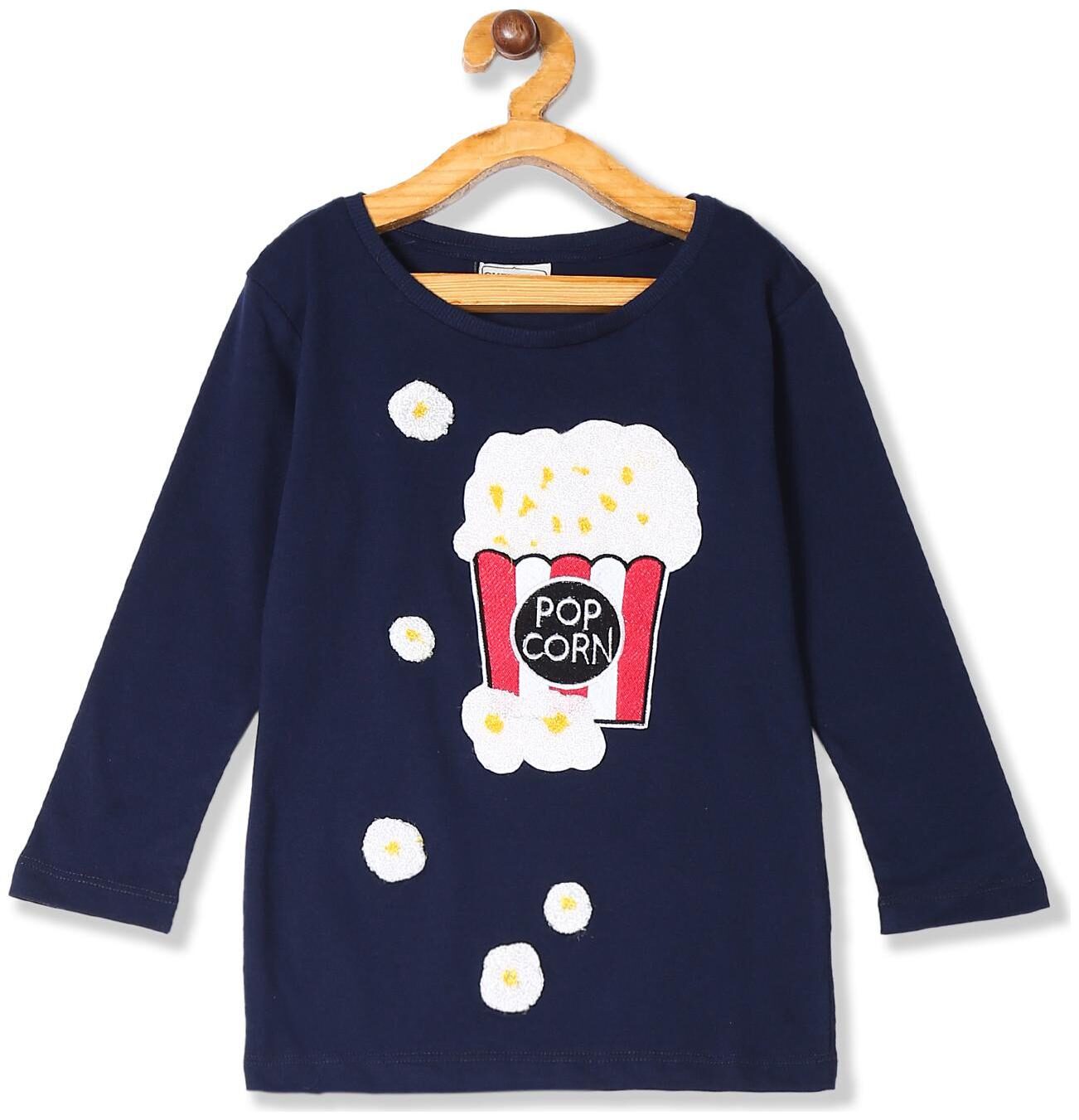 

CHEROKEE Girl Cotton Self design T shirt - Blue