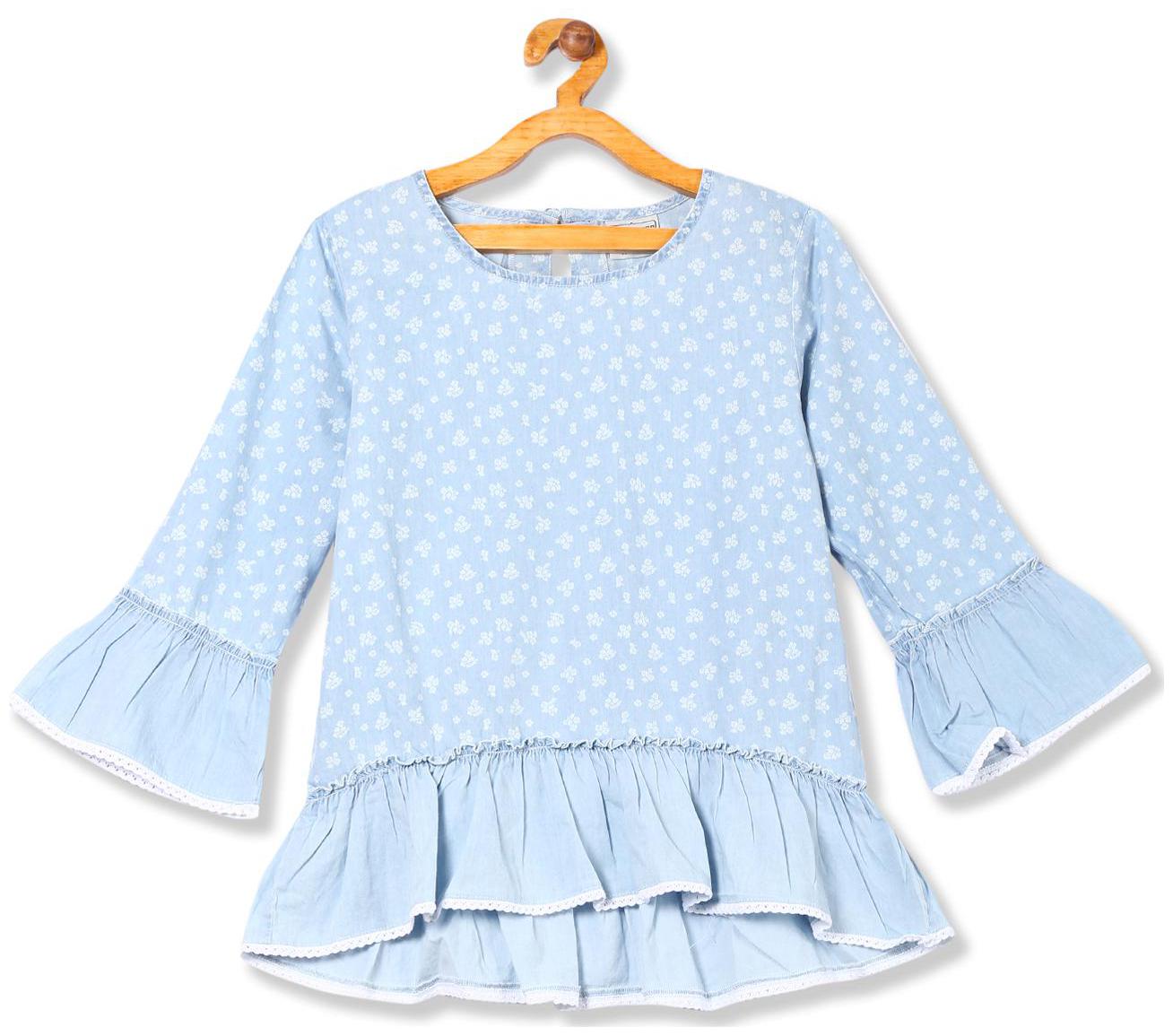 

CHEROKEE Girl Cotton Printed Top - Blue