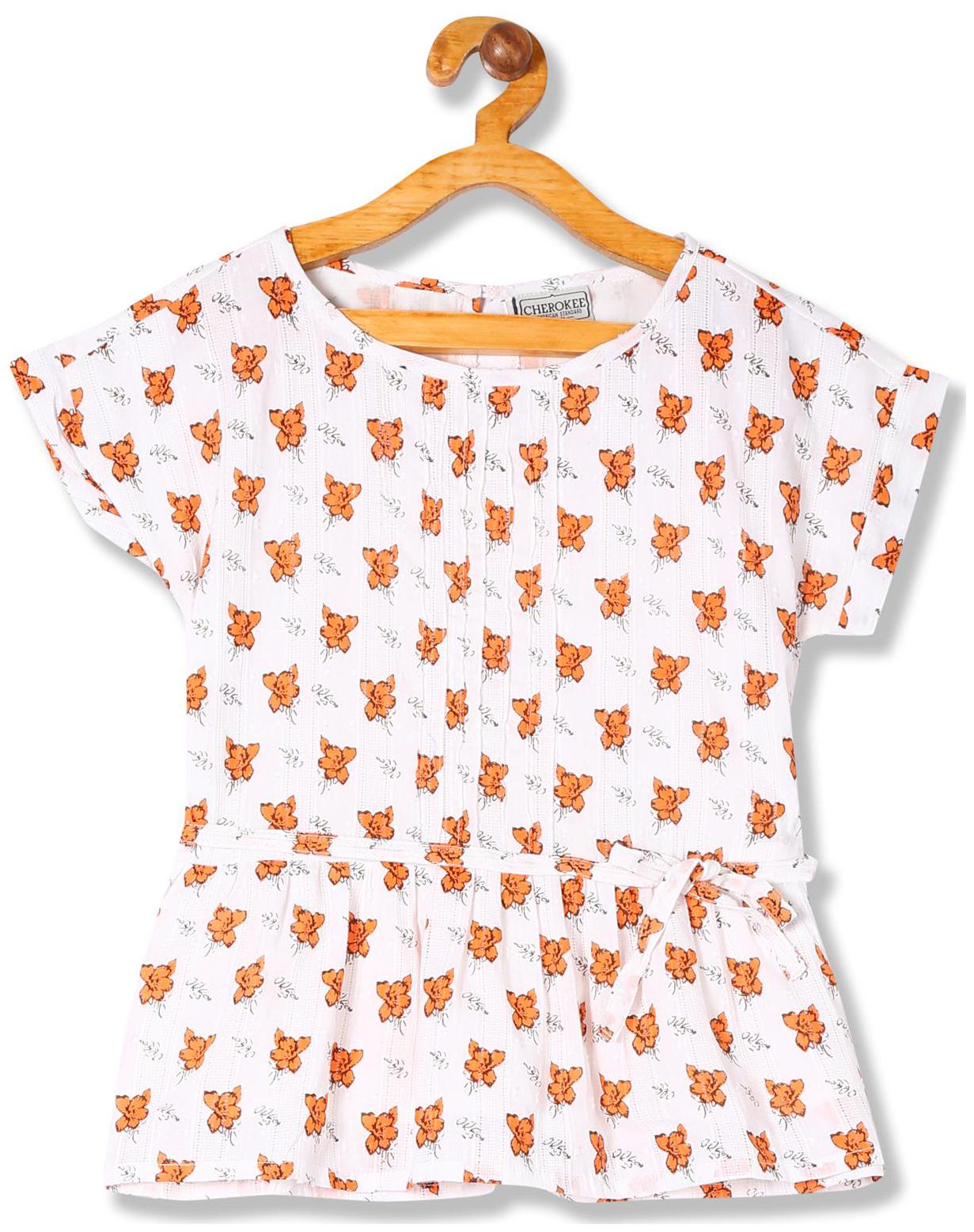 

CHEROKEE Girl Cotton Printed Top - White