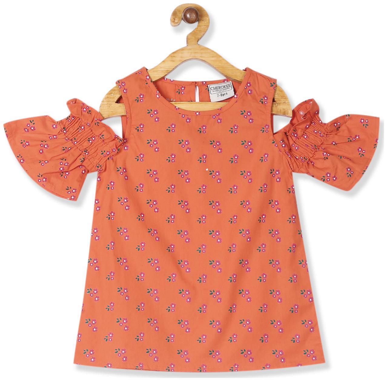 

CHEROKEE Girl Cotton Printed Top - Orange