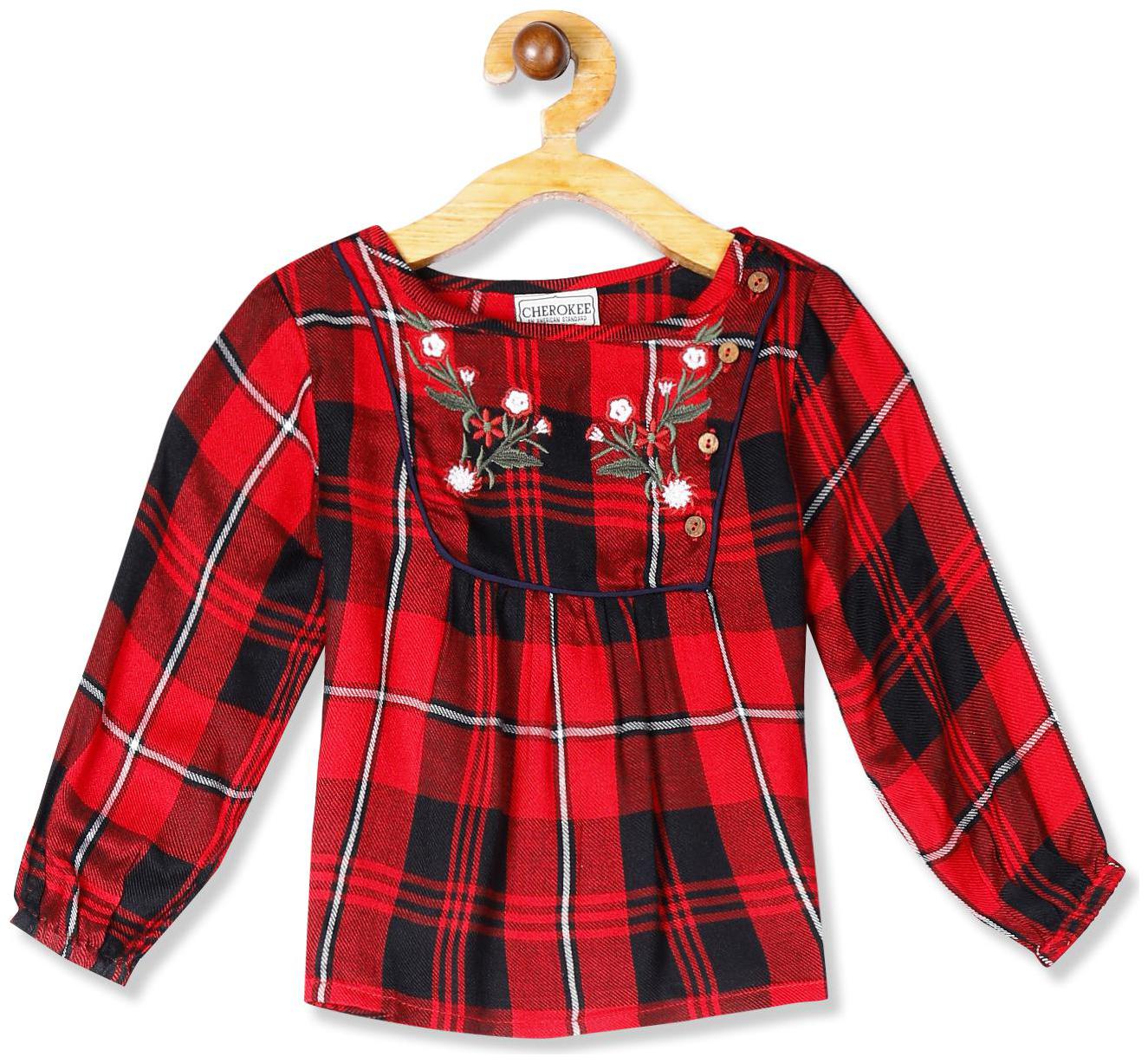 

CHEROKEE Girl Cotton Checked Top - Red