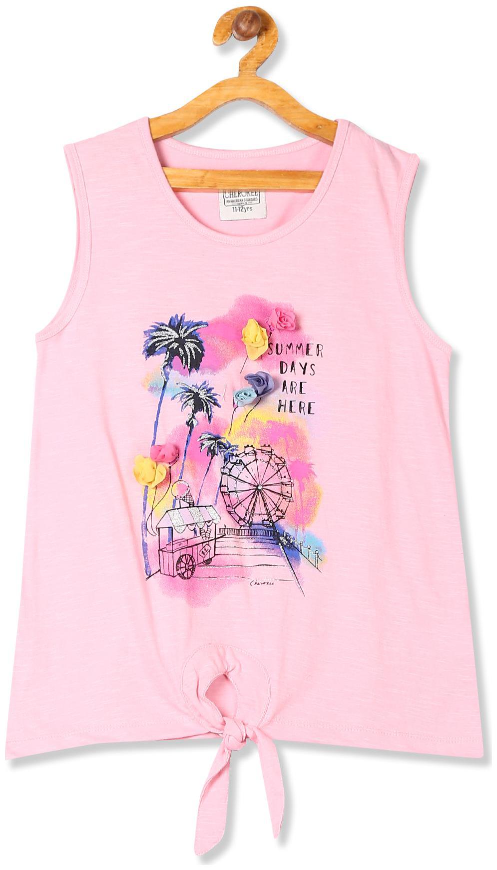 

CHEROKEE Girl Cotton Printed Top - Pink