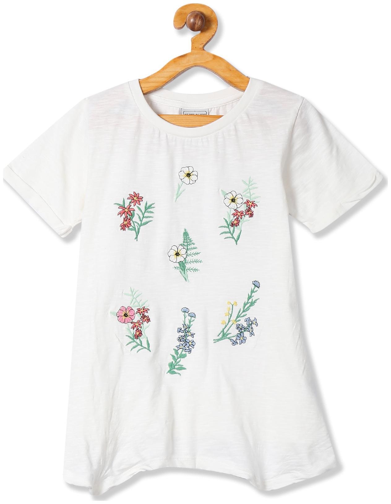 

CHEROKEE Girl Cotton Embellished Top - White