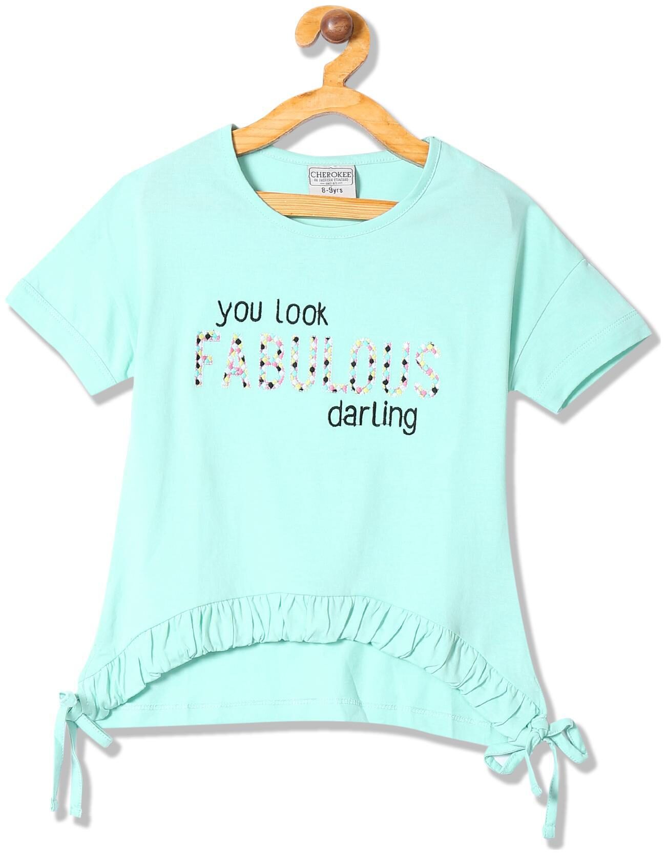 

CHEROKEE Girl Cotton Embellished Top - Green
