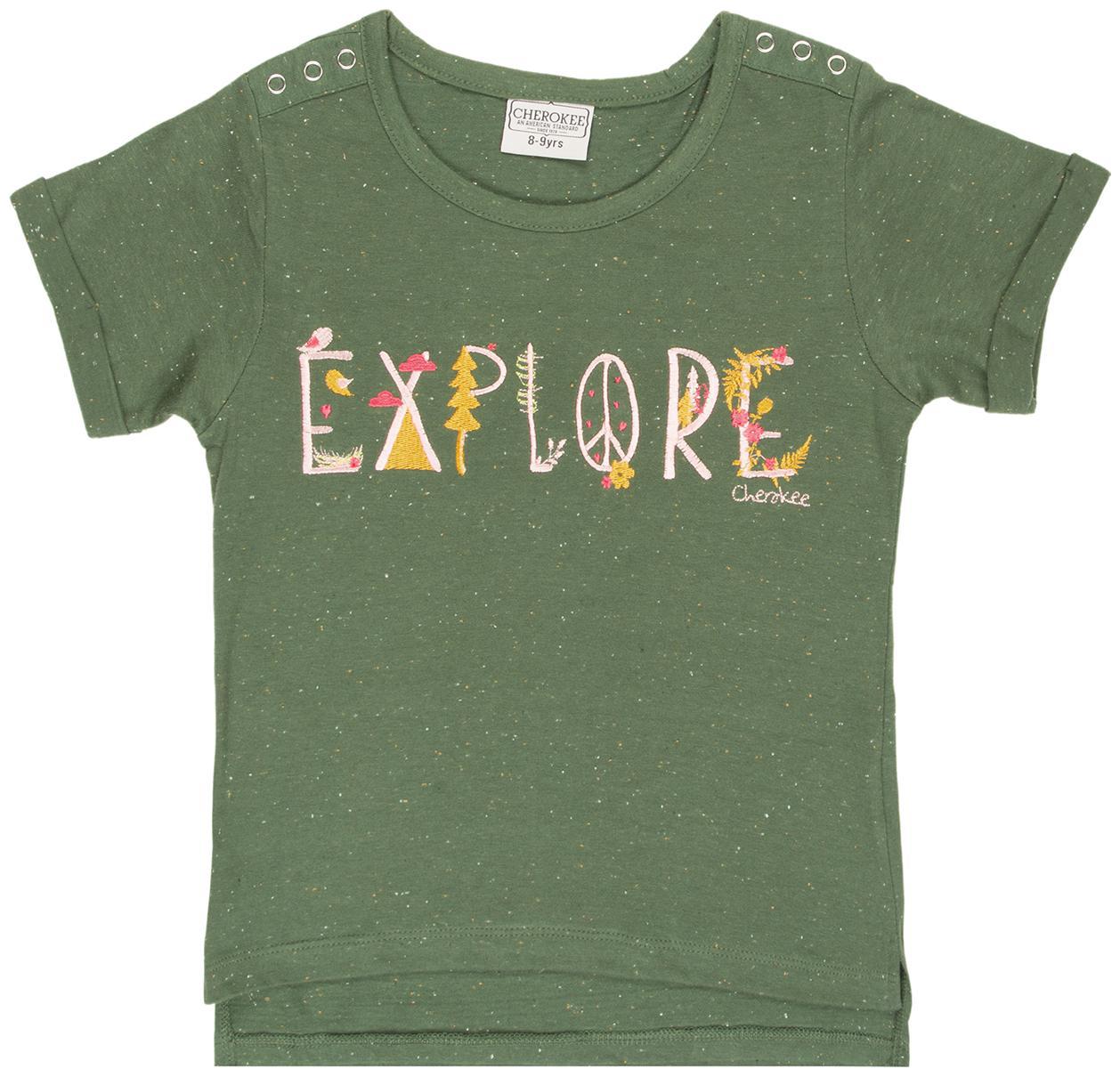 

CHEROKEE Girl Cotton Self design Top - Green