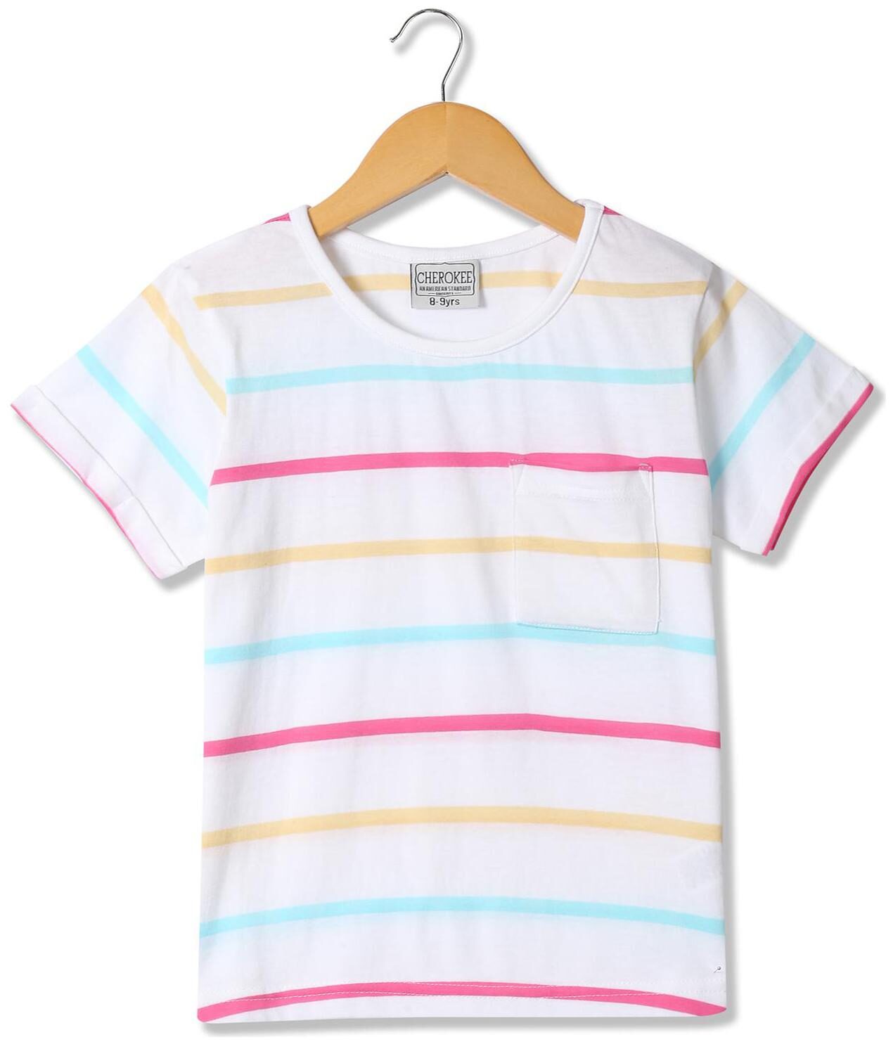 

CHEROKEE Girl Cotton Striped T shirt - White