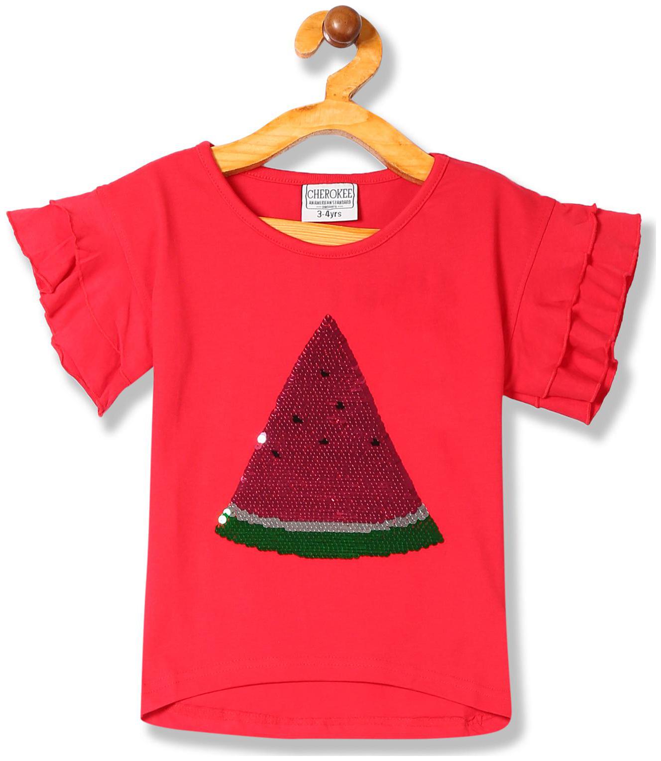 

CHEROKEE Girl Cotton Embellished Top - Red