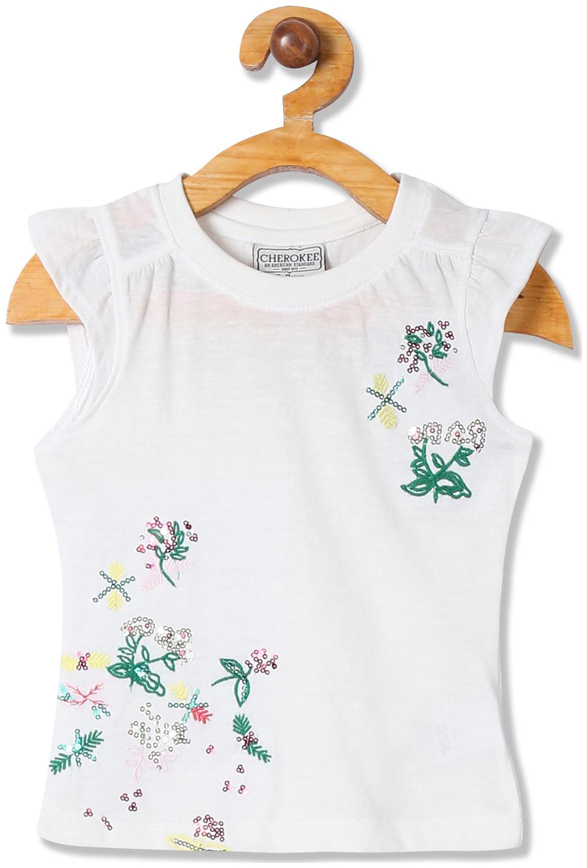 

CHEROKEE Girl Cotton blend Embellished Top - White