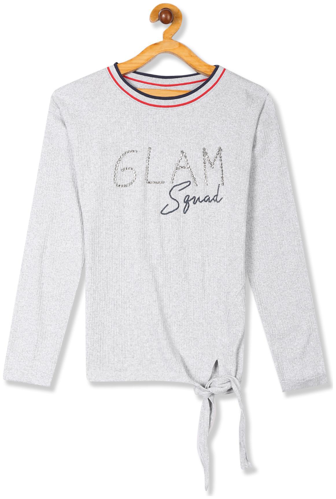

CHEROKEE Girl Cotton Embellished T shirt - Grey