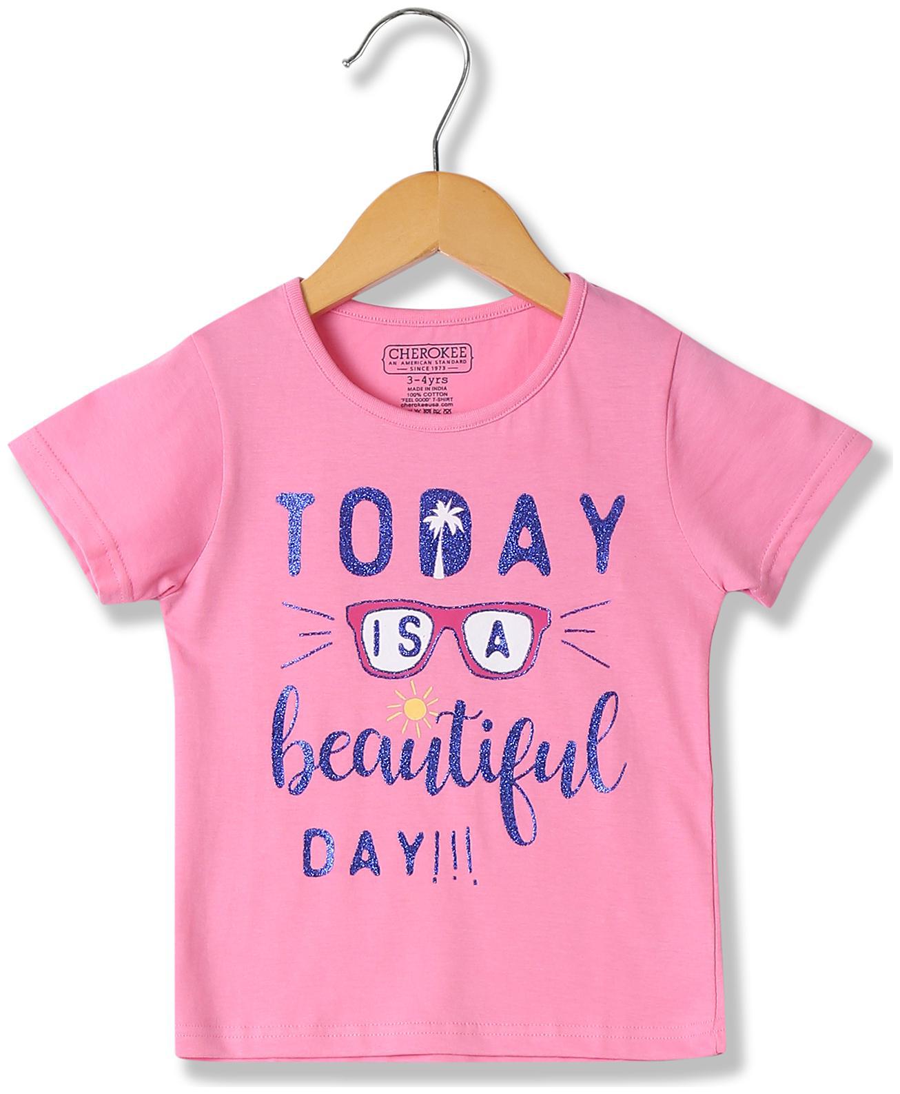 

CHEROKEE Girl Cotton Printed T shirt - Pink