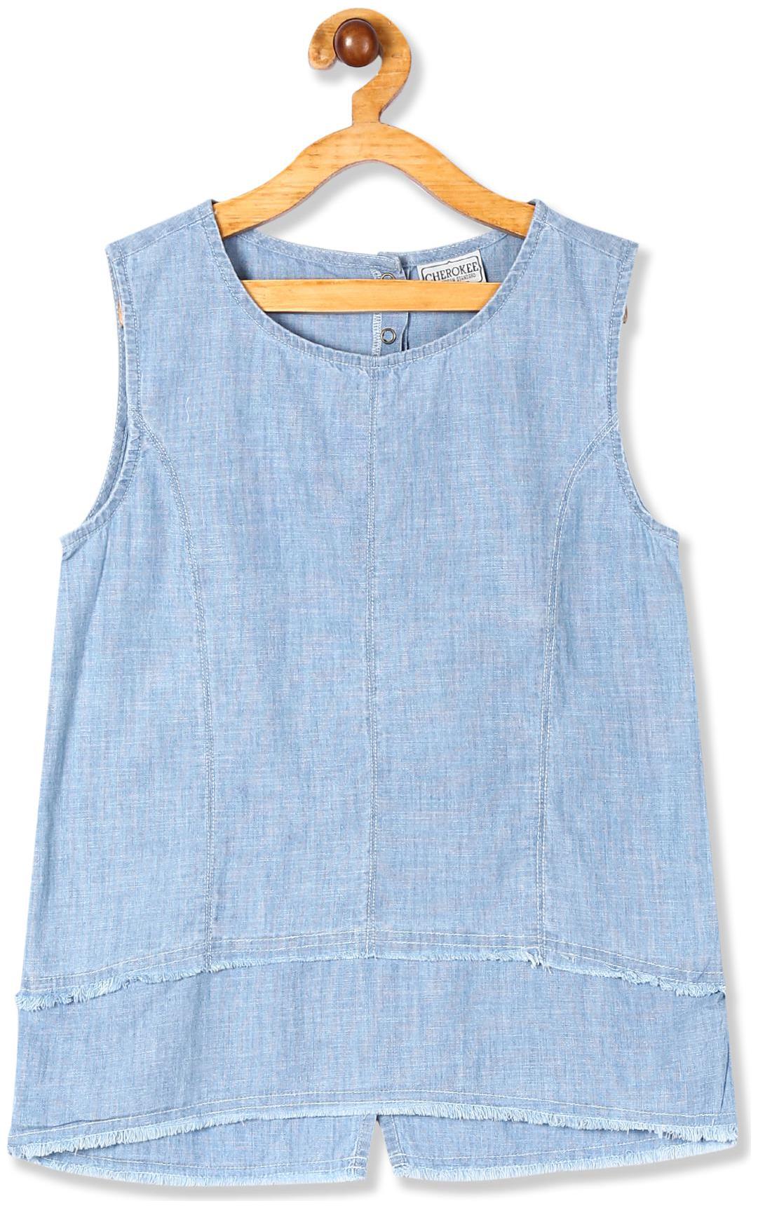 

CHEROKEE Girl Cotton Solid Top - Blue