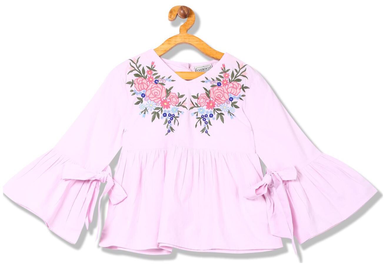

CHEROKEE Girl Cotton Self design Top - Pink
