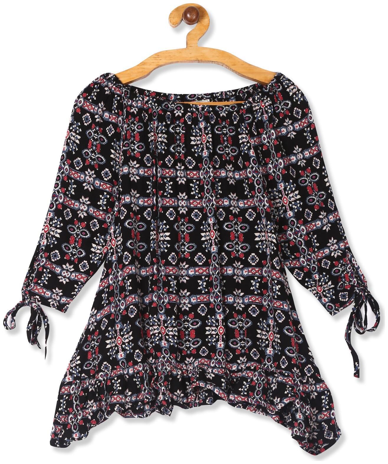 

CHEROKEE Girl Rayon Printed Top - Black