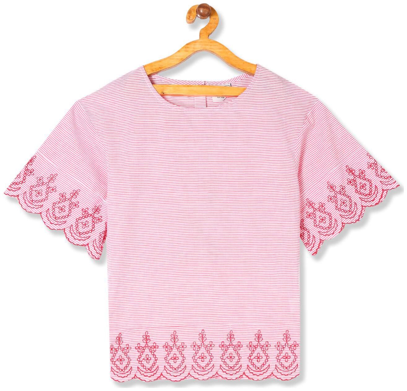 

CHEROKEE Girl Cotton Striped Top - Red
