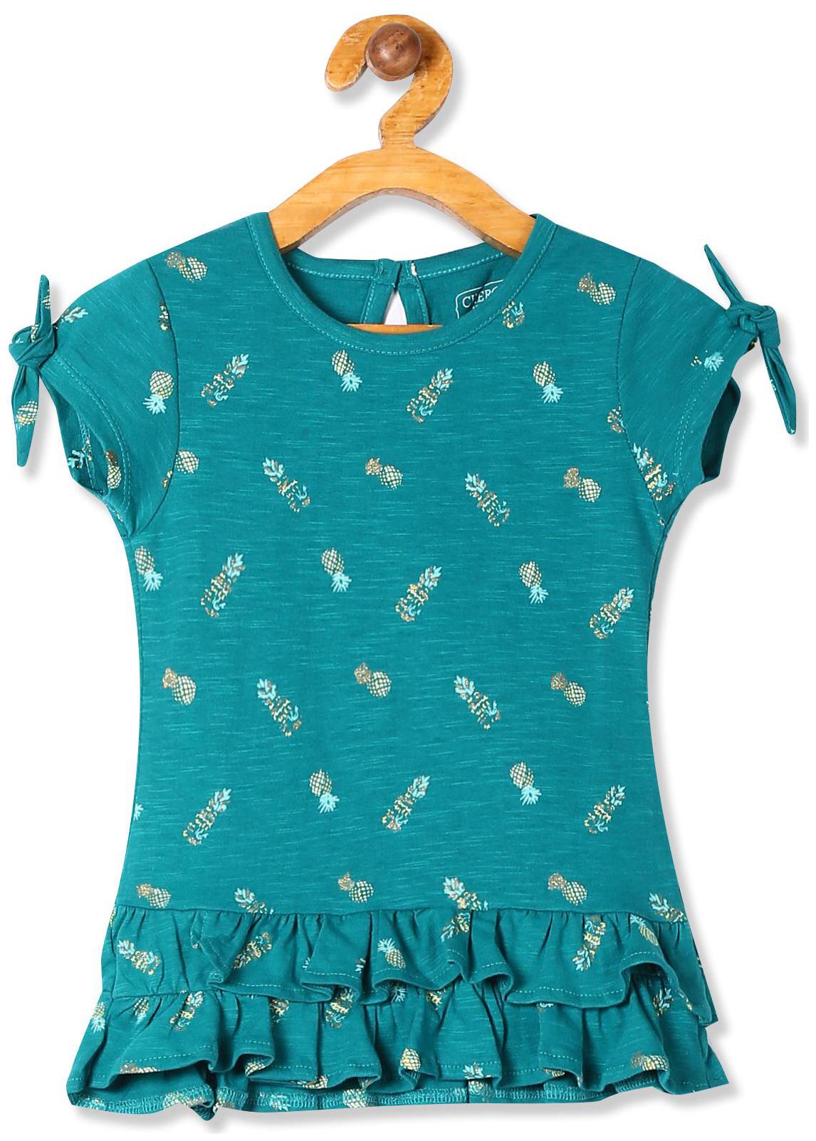 

CHEROKEE Girl Cotton Printed Top - Green
