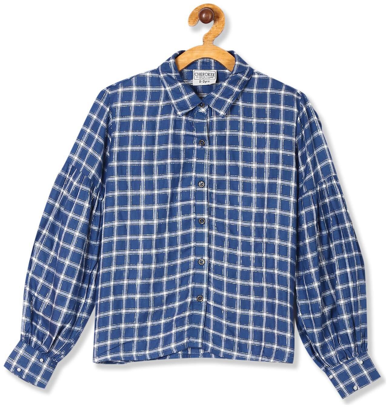 

CHEROKEE Girl Rayon Checked Shirt - Blue