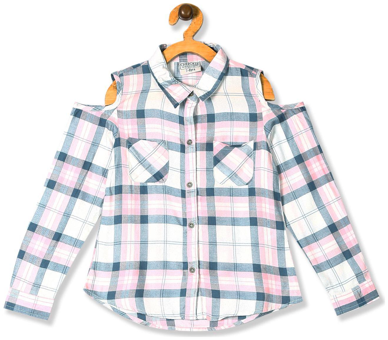 

CHEROKEE Girl Rayon Checked Shirt - Pink