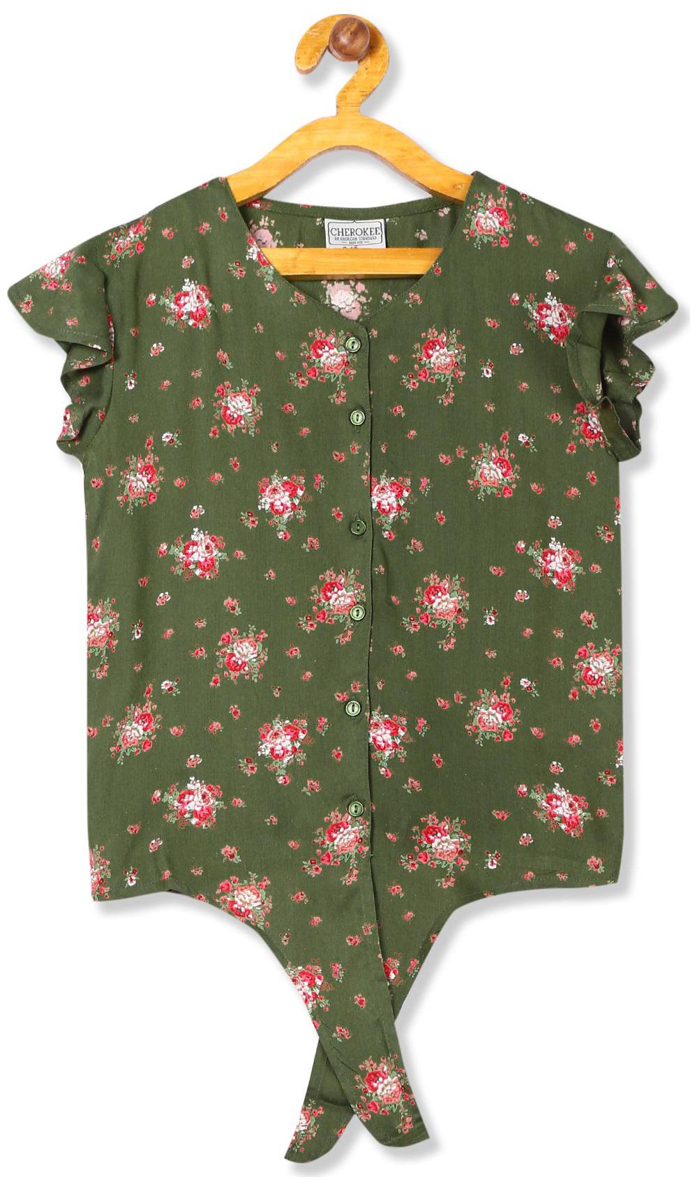 

CHEROKEE Girl Rayon Printed Top - Green
