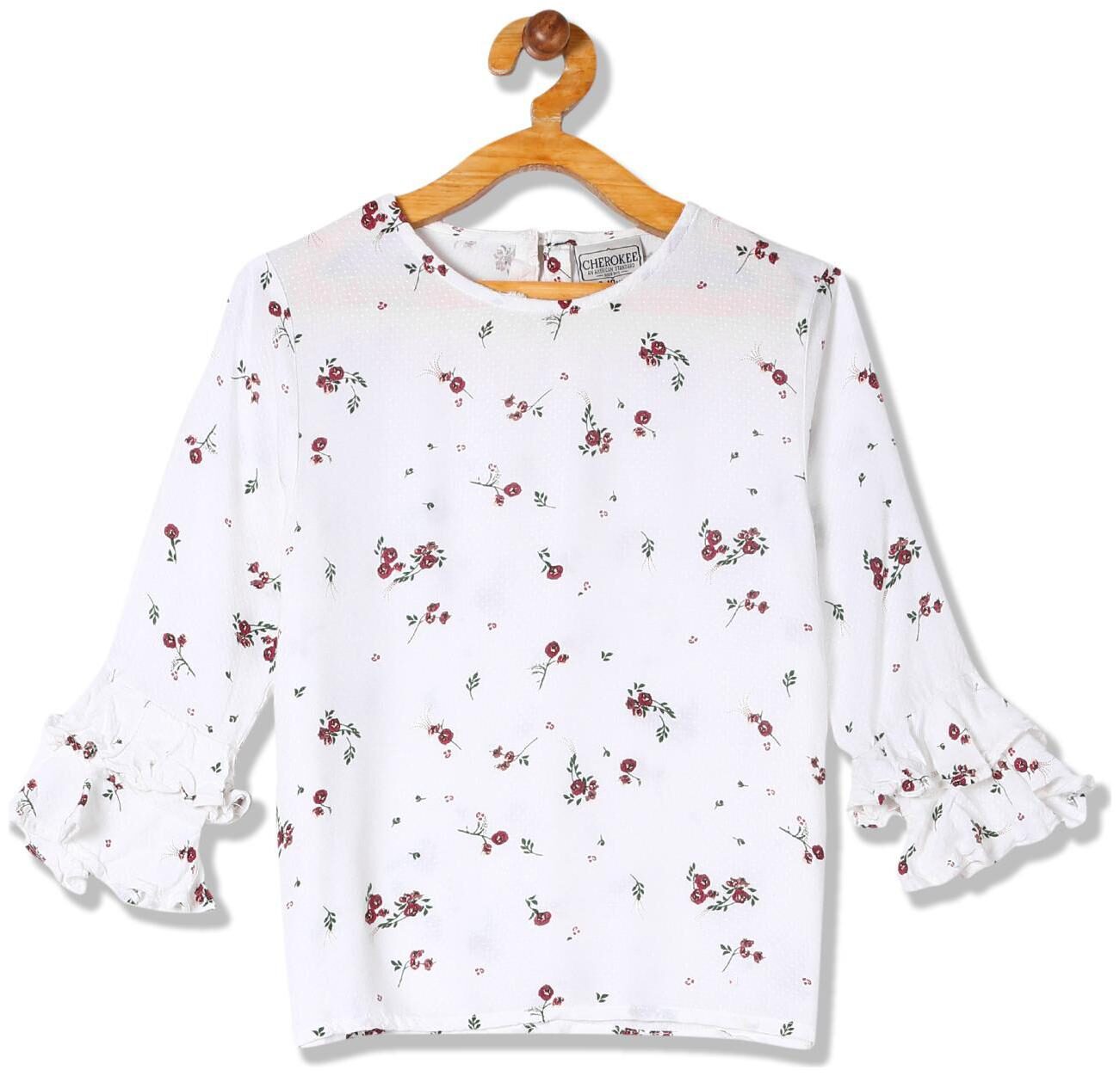 

CHEROKEE Girl Viscose Printed Top - White