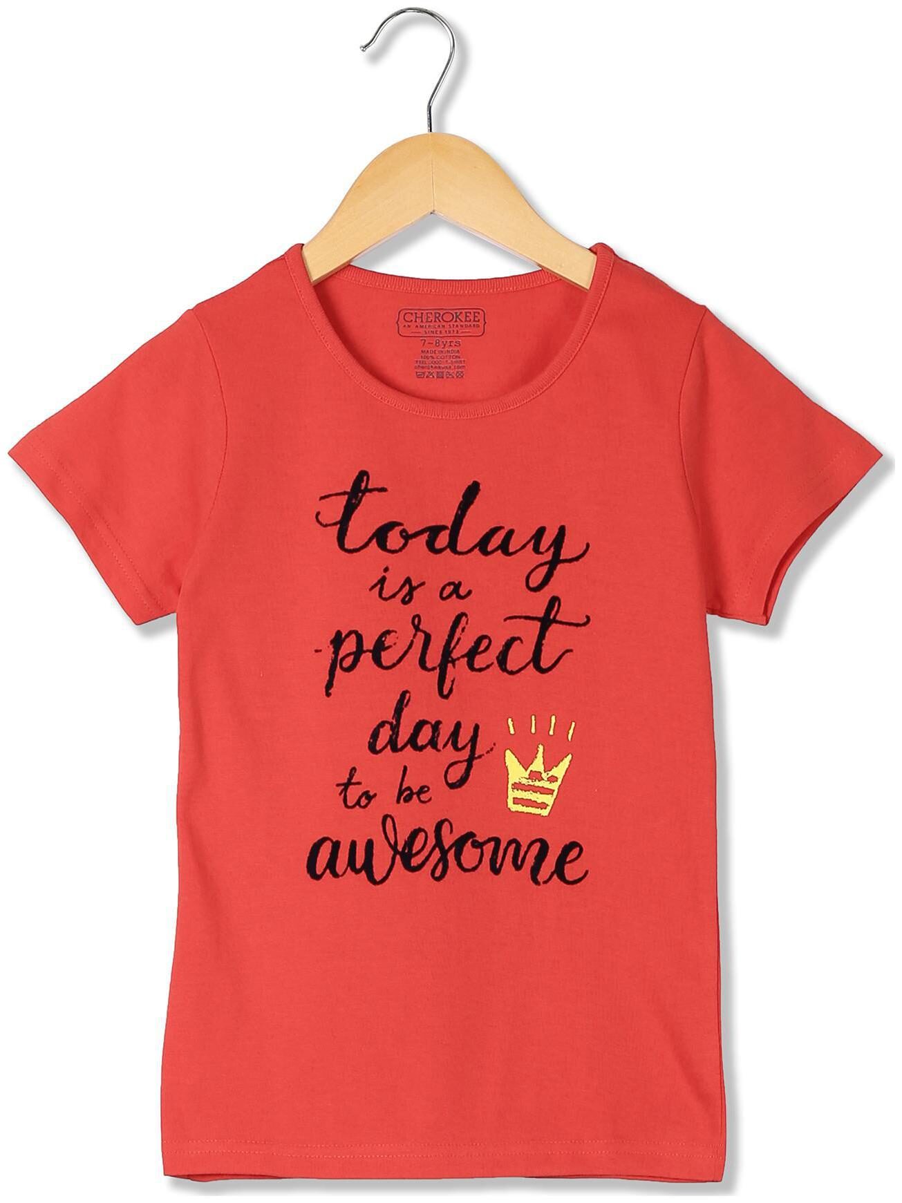 

CHEROKEE Girl Cotton Printed T shirt - Red