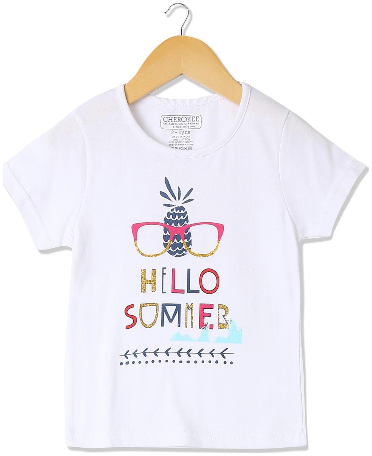 

CHEROKEE Girl Cotton Printed T shirt - White